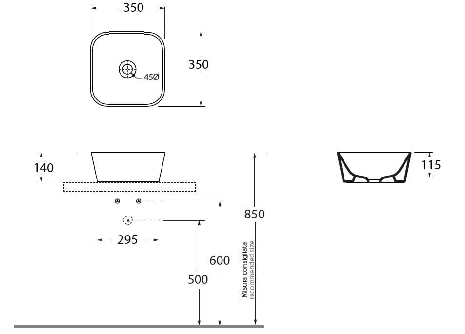 Керамическая квадратная столешница Azzurra Ceramica Сборка ARCH-00063749 - Вид №6