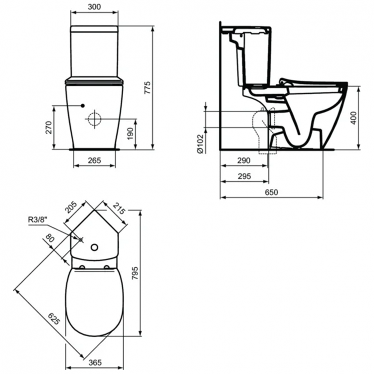 E120201 Угловой бачок для унитаза Ideal Standard CONNECT SPACE - Вид №3