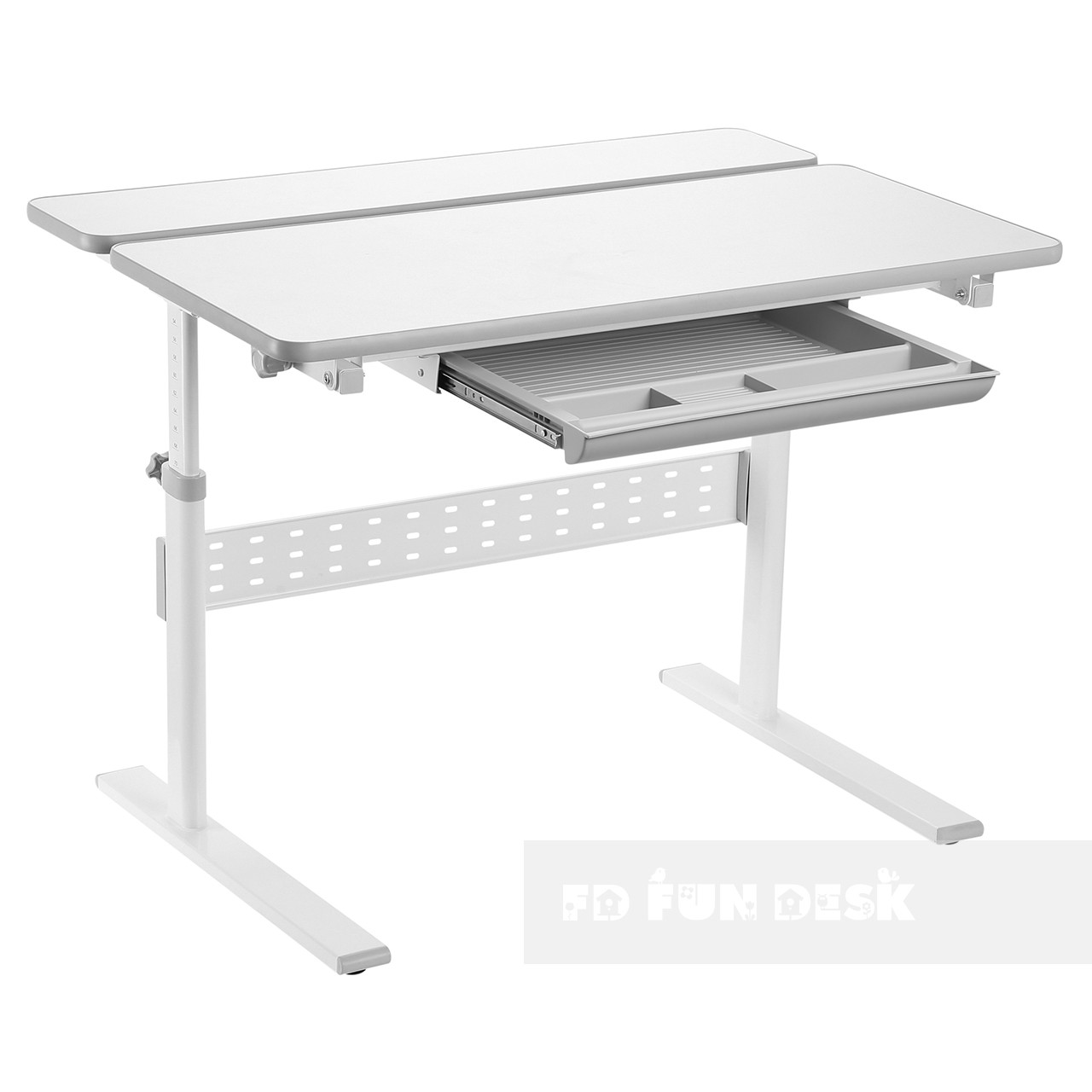 Парта детская с выдвижным отделением светло-серая Colore Grey FUNDESK  00-3948616 Белый;серый Santreyd  - Вид №2