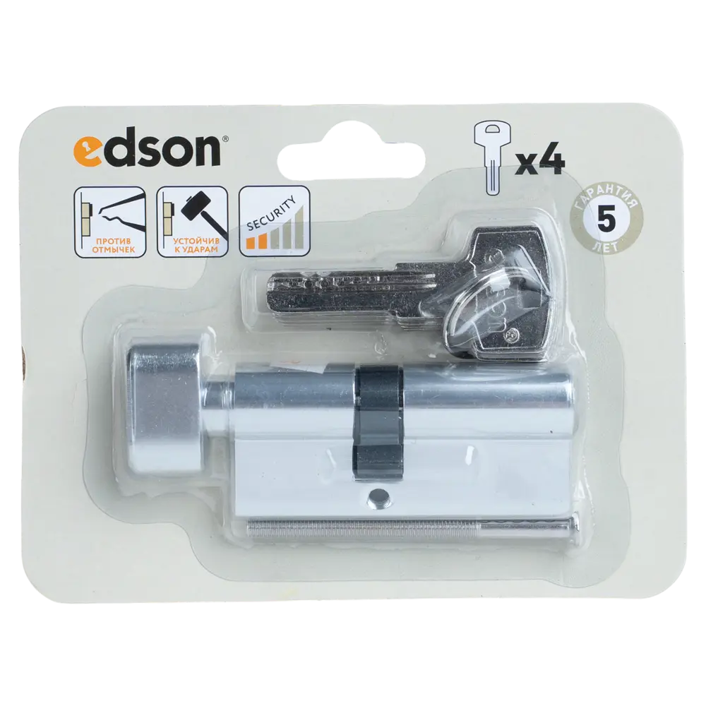 Цилиндр EDS-CYL 30x40 мм ключ/вертушка цвет хром EDSON STLM-2108645 - Вид №4