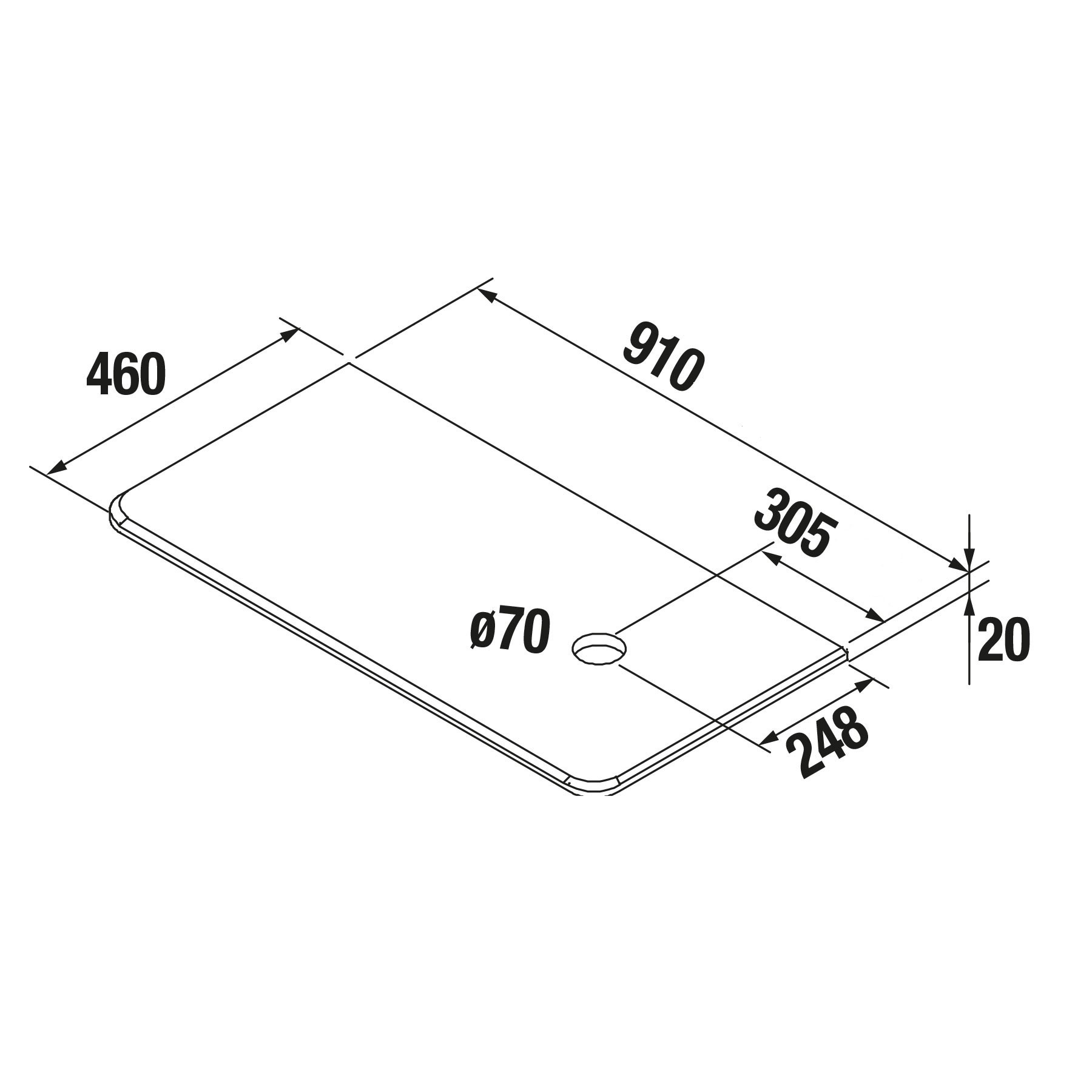 85172 SALGAR Столешница UNIIQ 1200 левая MARQUINA BLACK для верхней раковины 1210 x 22 x 460 мм  - Вид №2