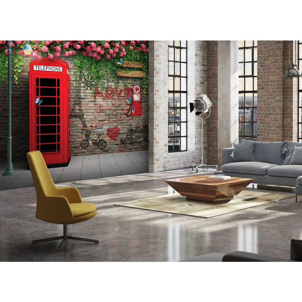 Фотообои «Телефонная будка» 3D флизелиновые 300х270 см L12-976 82912492 STLM-2013967 FBRUSH 3D FLIZART - Вид №1
