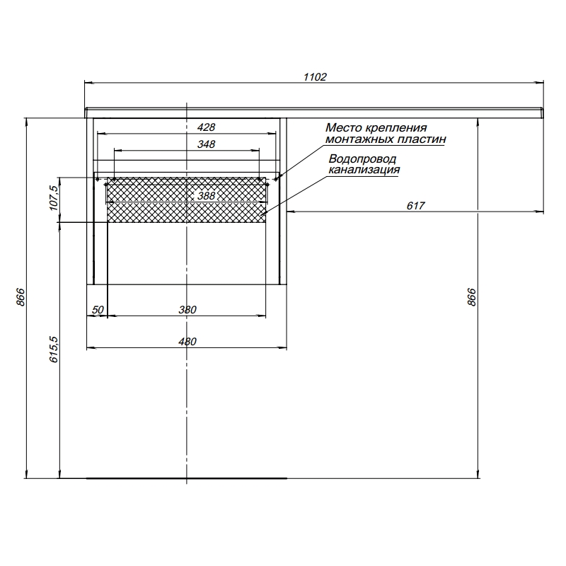 Тумба с раковиной Aquanet Токио 110 R белый (подвесная, 1 ящик) 0023691500235498 - Вид №17
