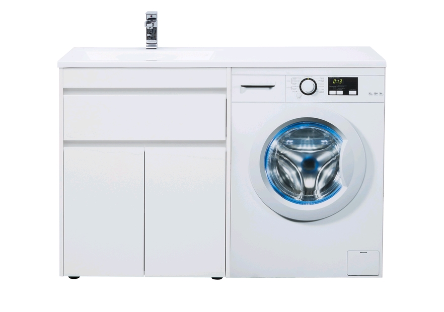 Тумба с раковиной Aquanet Токио 130 L белый (напольная, 1 ящик, 2 дверцы) 0023774600235501 - Вид №7