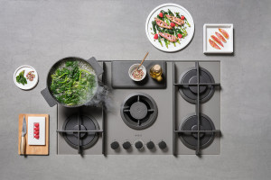 NIKOLATESLA FLAME GR/A/88-PRF0147742A Газовая варочные панели / газ, с вытяжкой, 1200 м3/ч, серая Elica