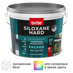Краска фасадная Brite Siloxane Hard матовая цвет прозрачный база С 9 л