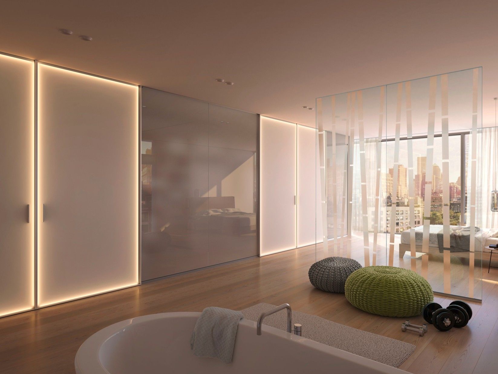 Алюминиевая и стеклянная дверь raumplus S1200 LED ARCH-00045921 - Вид №1