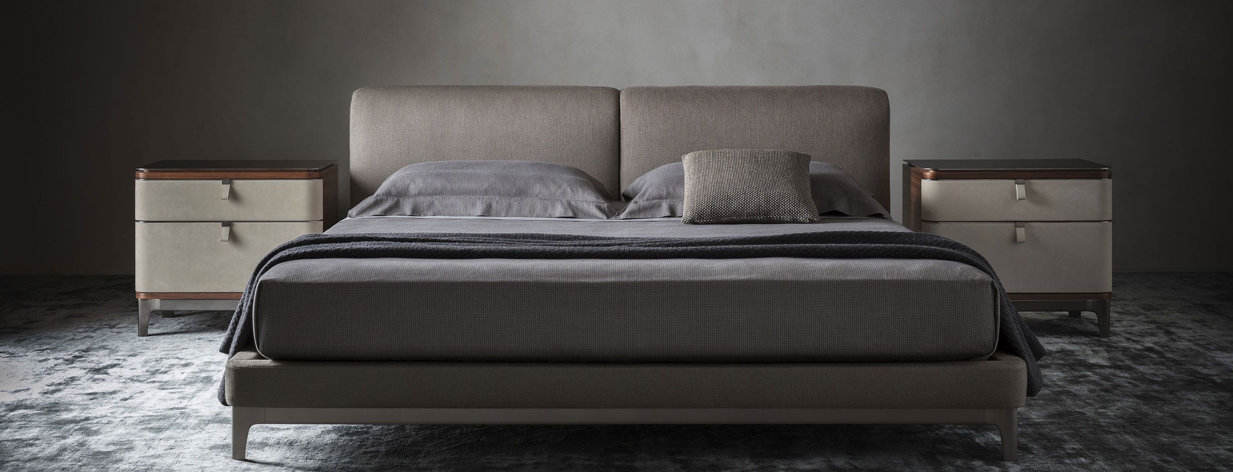 Прямоугольная прикроватная тумбочка из орехового дерева с кожаной обивкой OAK New York Suite ARCH-00099515 - Вид №2