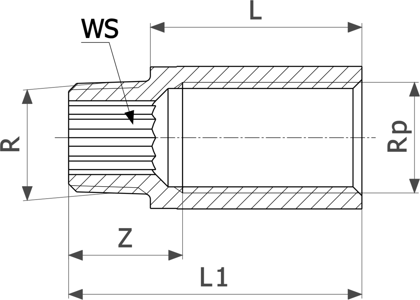 357 269 Модель 3525 Трубопроводные системы  Бронзовые резьбовые фитинги  Изделия из бронзы  Ниппели, переходы, удлинители Santreyd  - Вид №3