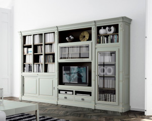 107435 Модульная стенка для гостиной Escorial потертый серый La Ebanisteria Hamster