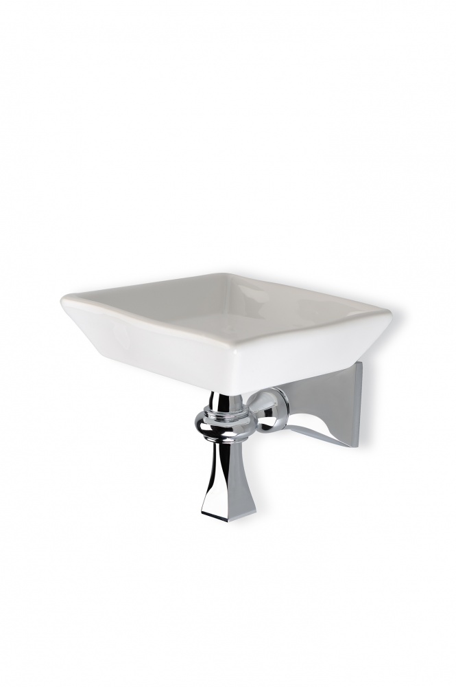 PR09(16-BI) Stil Haus Prisma, настенная керамическая мыльница, цвет золото - белая керамика