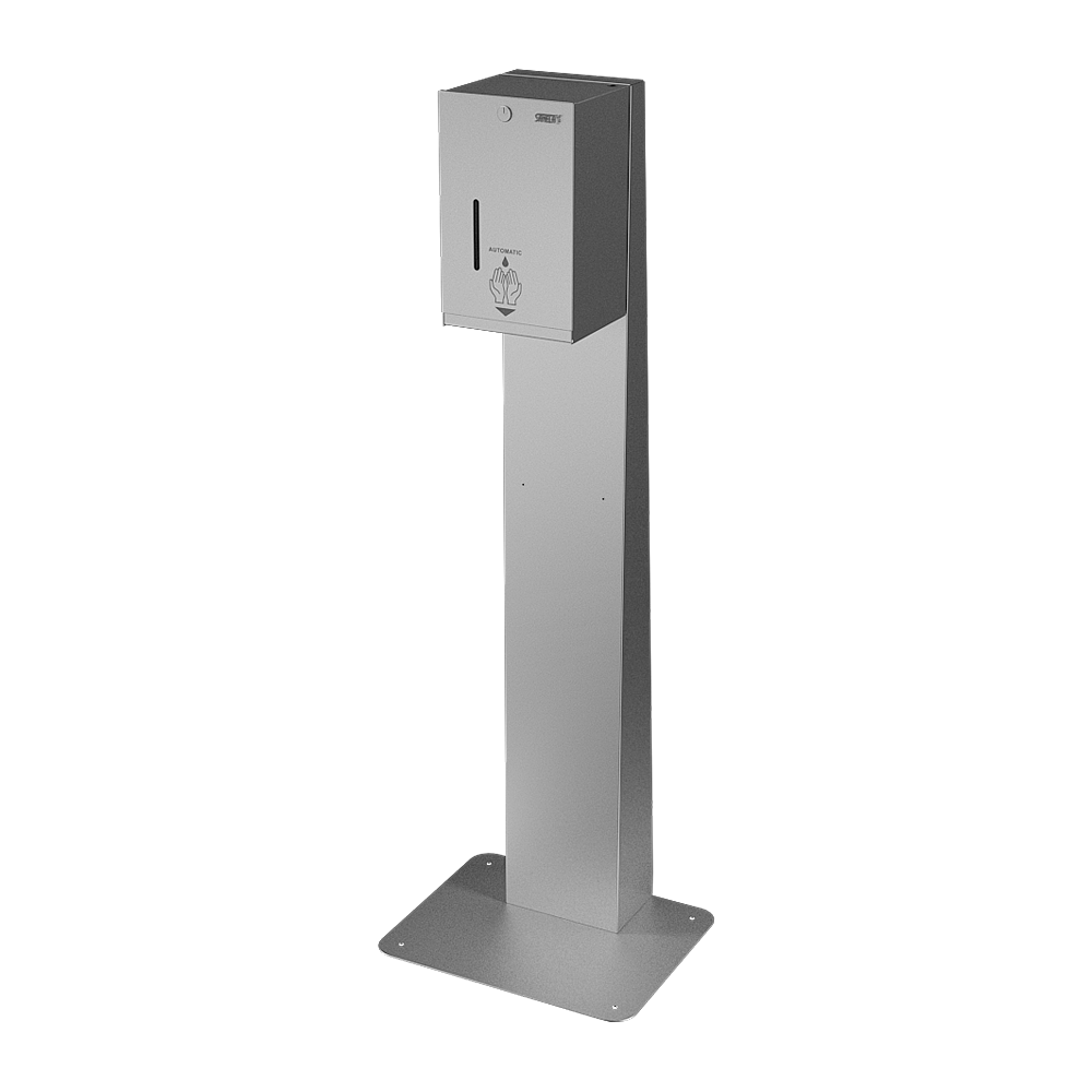 95591 Aвтoматический нержавеющий дoзатoр жидкoй и гелевoй дезинфекции - в комплекте подставка для стояния к стене SANELA 
