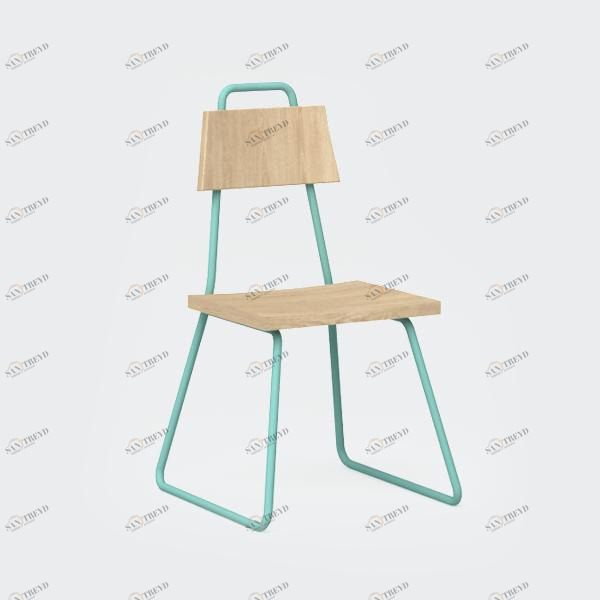 Стул с металлическими ножками и деревянным сиденьем морская волна Bauhaus WOODI  00-3966228 Голубой 