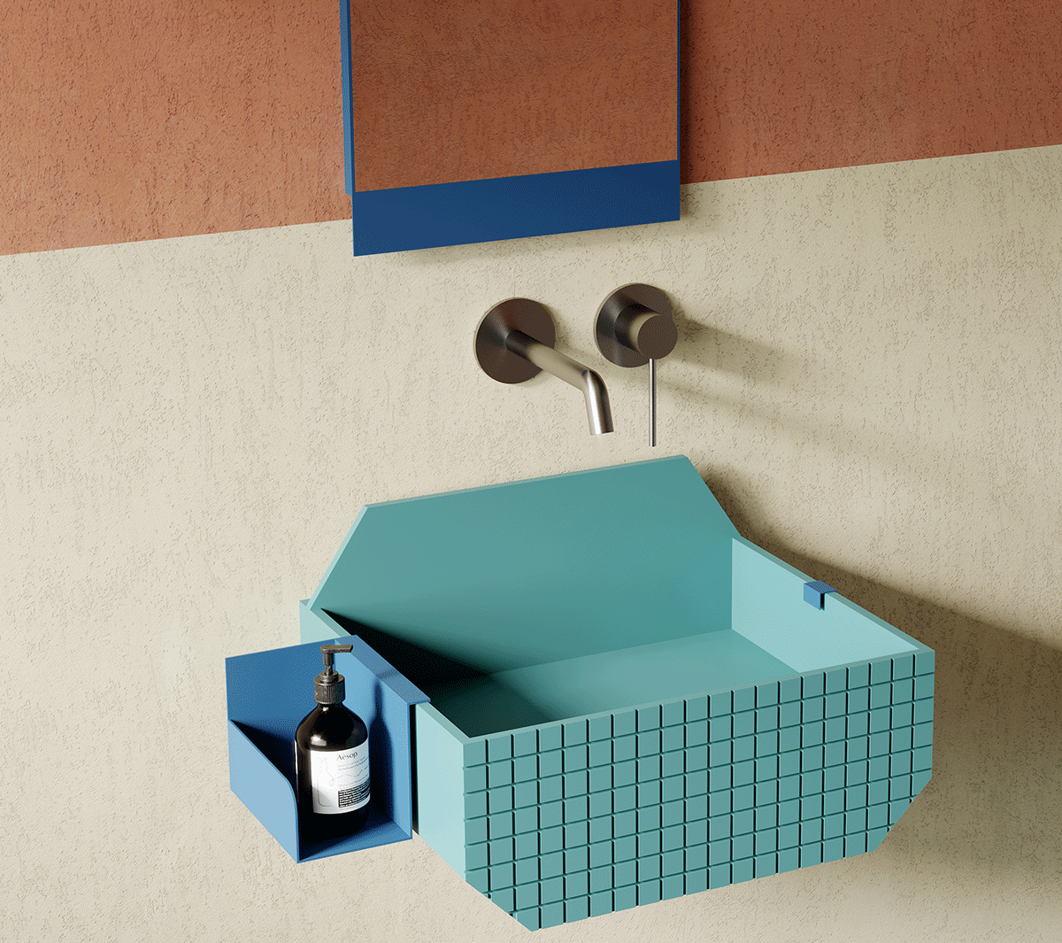 com_EXLAVFRIEZE1L Подвесная раковина настенная прямоугольная Ex.T Frieze белая - Вид №2