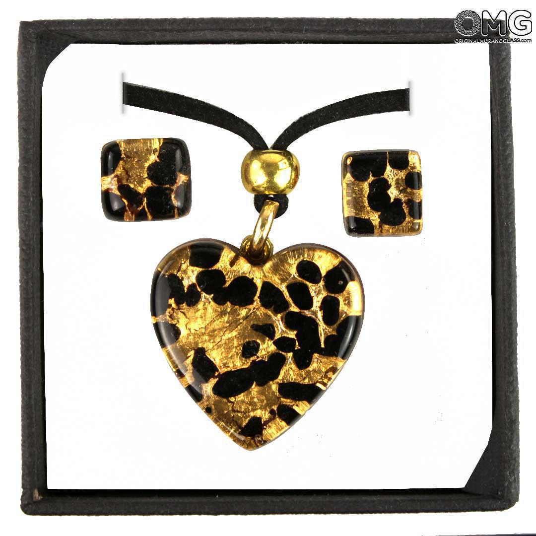 4037 ORIGINALMURANOGLASS Набор украшений Леди - с золотом - муранское стекло OMG 45 см  - Вид №1