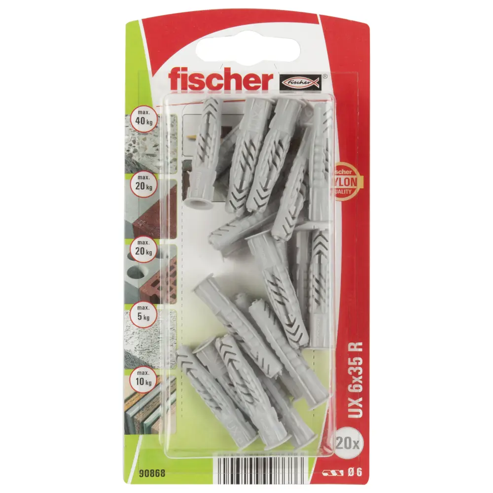 Дюбель универсальный Fischer UX с кромкой 6x35 мм нейлон 20 шт. 12458983 STLM-2041765  - Вид №1