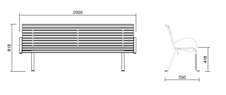 Стальная скамья со спинкой Studio Città SUNSET ARCH-00044869 - Вид №2