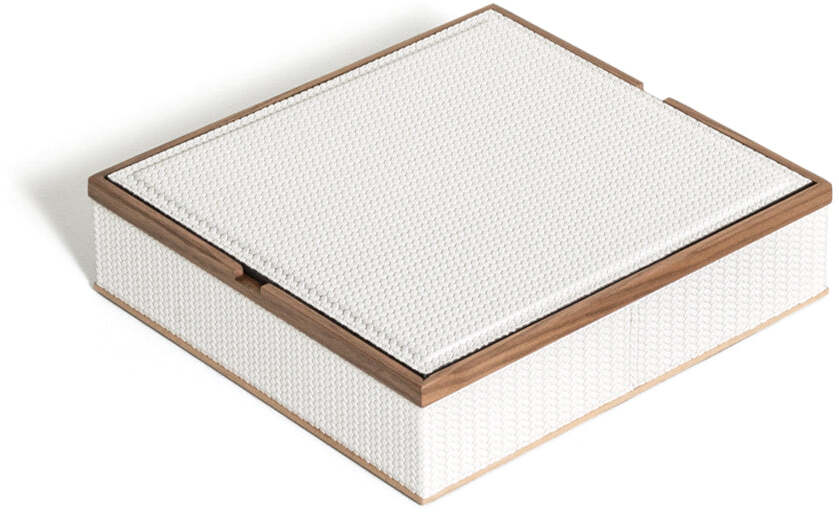 Квадратная коробка Астрея - 26,5X26,5XH7 см / плетеная кожа_верблюжья