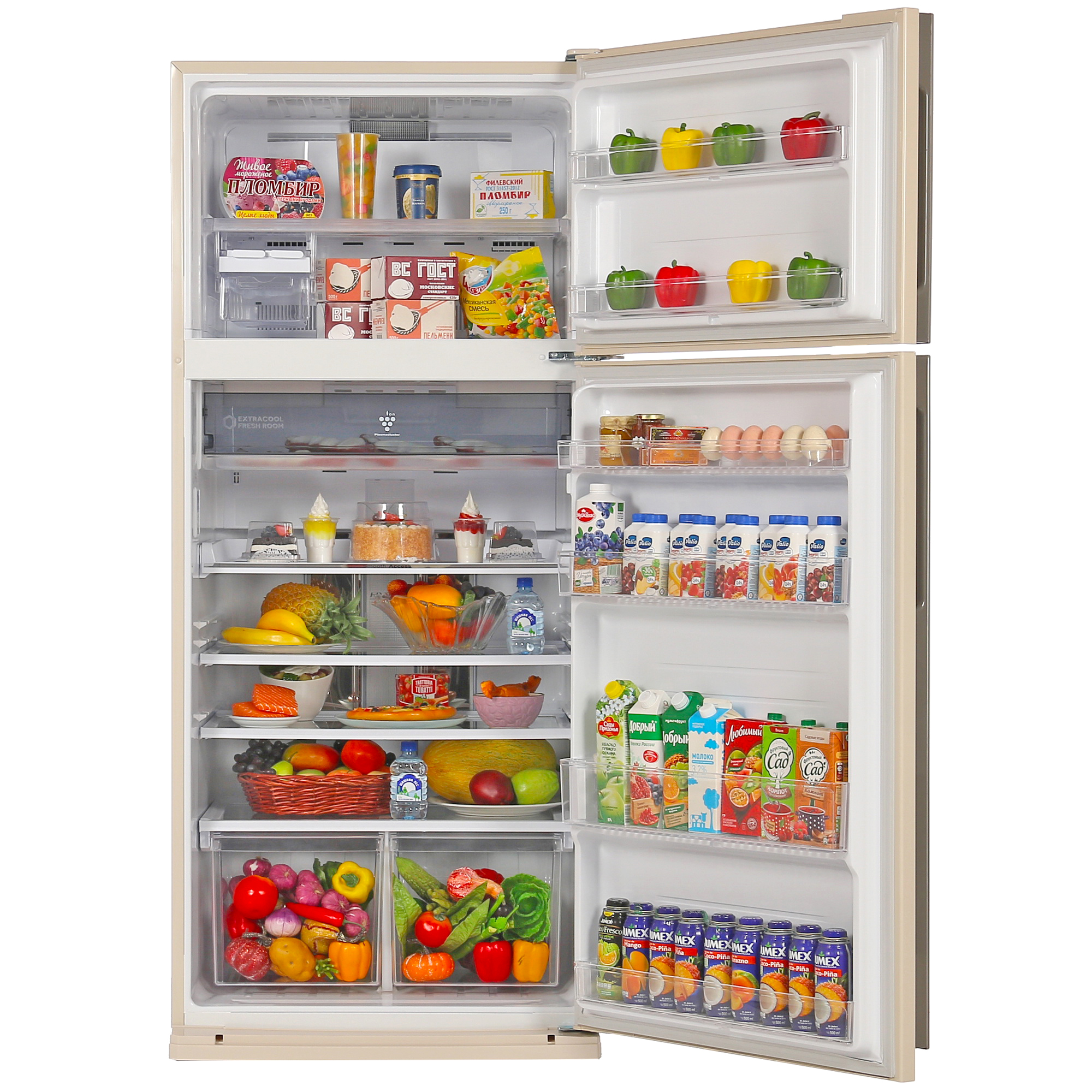 7919011 Холодильник с морозильником   Sharp SJXE59PMBE бежевый STDN-0109654 - Вид №5