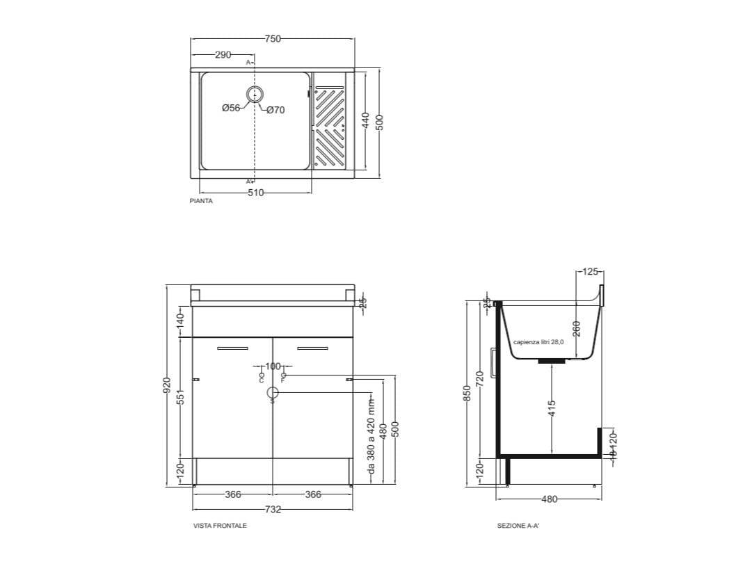 Шкаф для белья из ДСП со стиральной машиной COLAVENE Lindo ARCH-00047113 - Вид №1