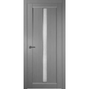 Дверь межкомнатная со стеклом Челси 60x200 см финиш бумага цвет сильвер с замком