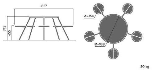 VESTRE Стол HPL для общественных мест со встроенными стульями sun-id-1417334 - Вид №13