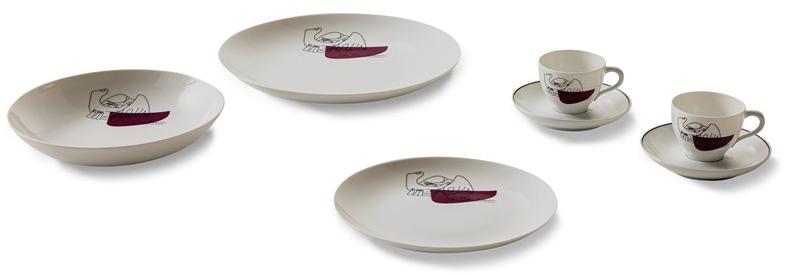 Cassina Набор фарфоровых кофейных чашек с блюдцем Gnr service prunier Gnr 23 - Вид №1