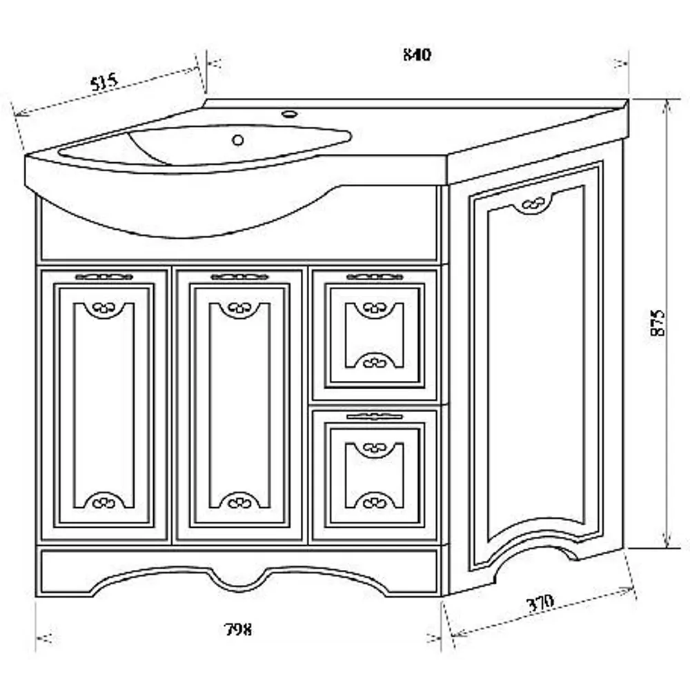 Тумба под раковину напольная «Луиза» 83 см цвет белое серебро SANFLOR STLM-2098369 - Вид №7