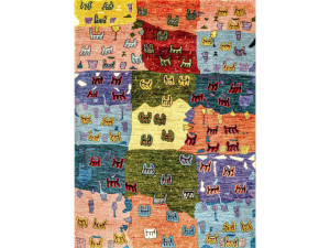 Шерстяной прямоугольный ковер с рисунком