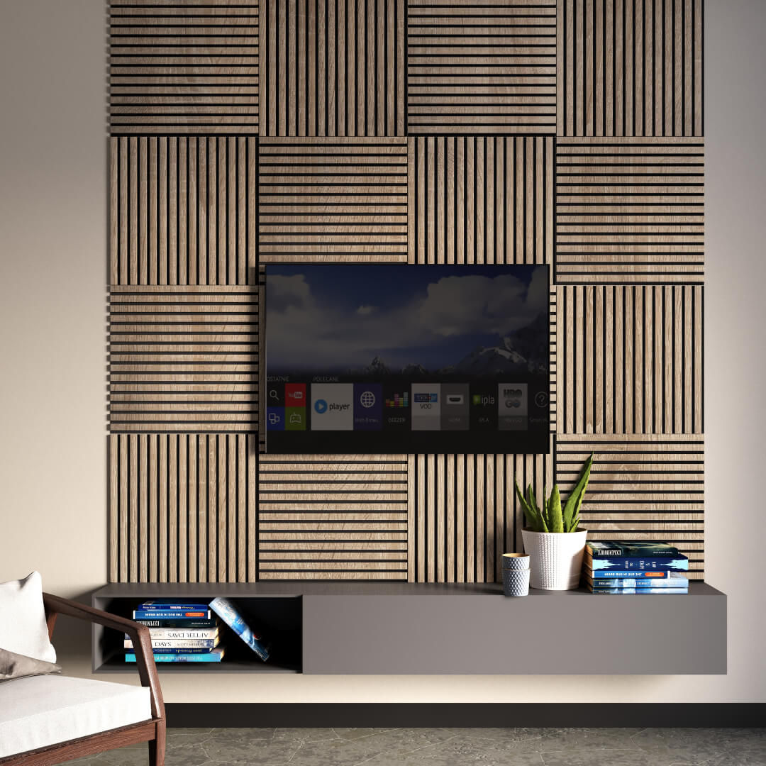 Панель Стеновая Акустическая Stella Comfort Standart Дуб Сонома 600х600х9 (уп.1шт.) STSR-19 - Вид №5