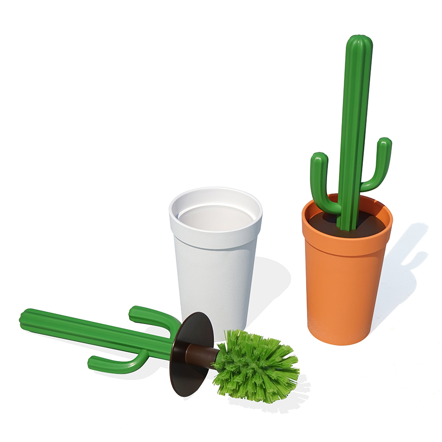 QL10279-WH-GN Ершик для туалета cactrash, белый с зеленым Qualy  - Вид №1