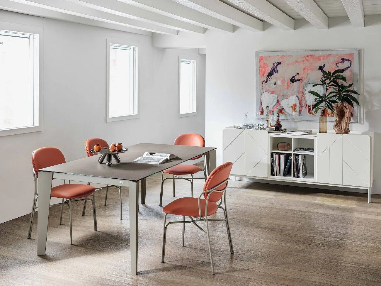 Обеденный стол из стали и хрусталя Bontempi Casa CRUZ ARCH-00075618 - Вид №1