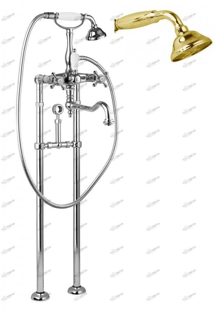 Напольный смеситель для ванны с повор.изливом кронштейном слива-перелива CEZARES GOLF-VDPS2-03/24-M