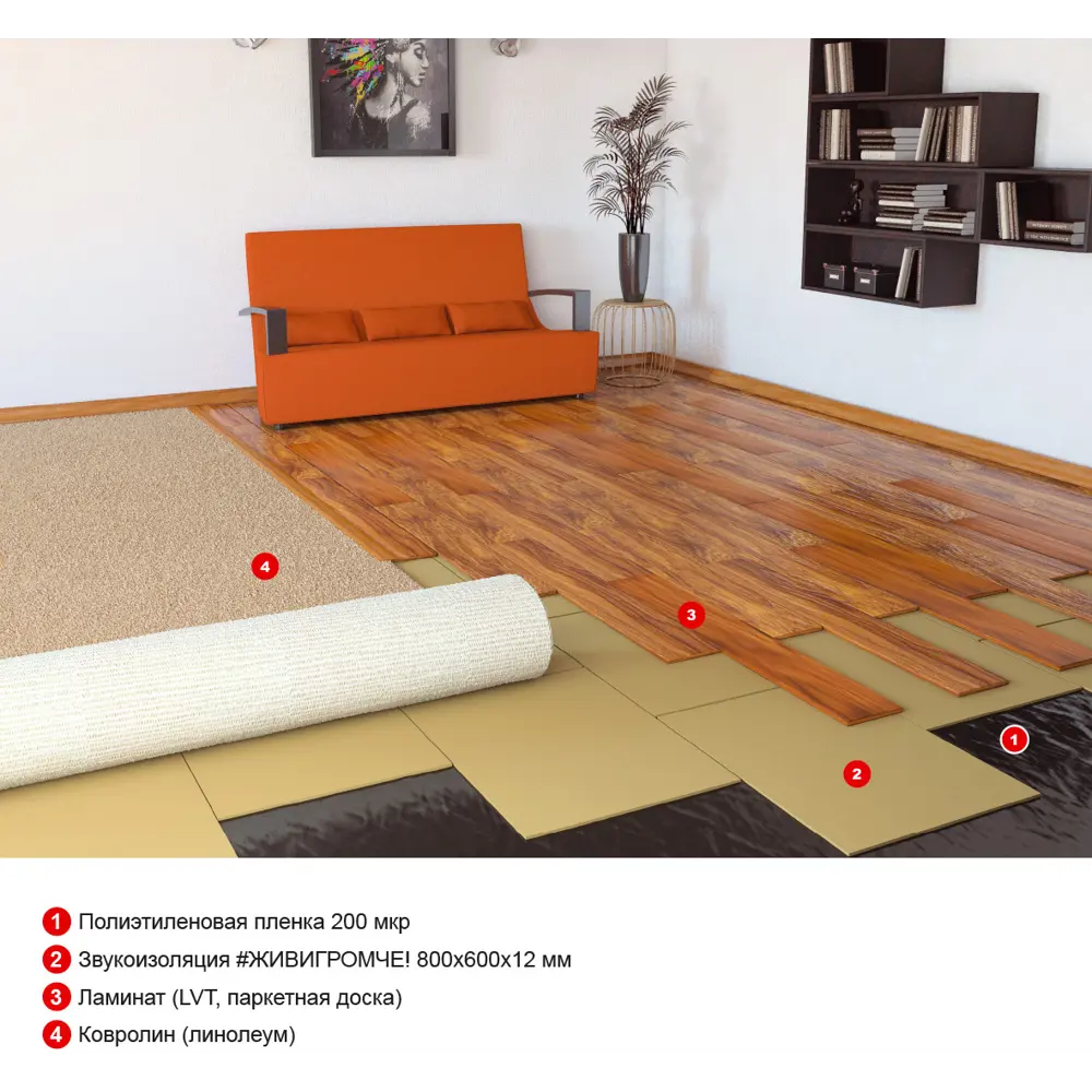 Хвойная звукоизоляция ЖивиГромче! 12 мм 3.84 м² 82811694 STLM-2140526 STEICO  - Вид №6