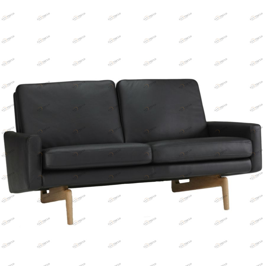 Диван двухместный Egsmark с мягкими подлокотниками, лакированный дуб, черный Kragelund 20002202800