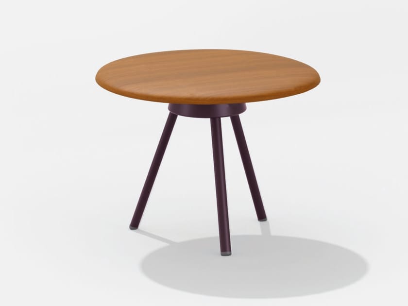 Окрашенный алюминиевый круглый журнальный столик с верхней частью Iroko FAST ARCH-00006791