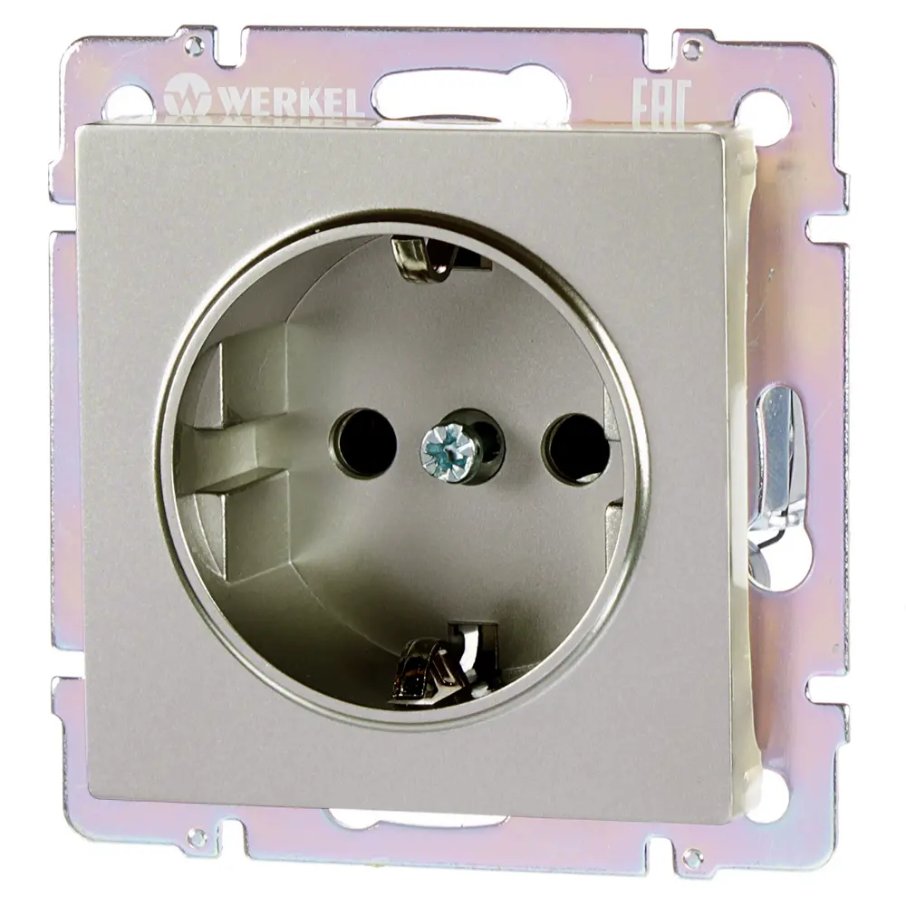 Розетка встраиваемая WERKEL с заземлением, серебристая для безопасного подключения 17782184 Встраиваемые механизмы STLM-0008609 - Вид №2