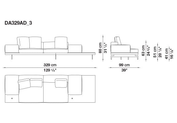 3-местный тканевый диван с полуостровом B&B Italia док ARCH-00061121 - Вид №128