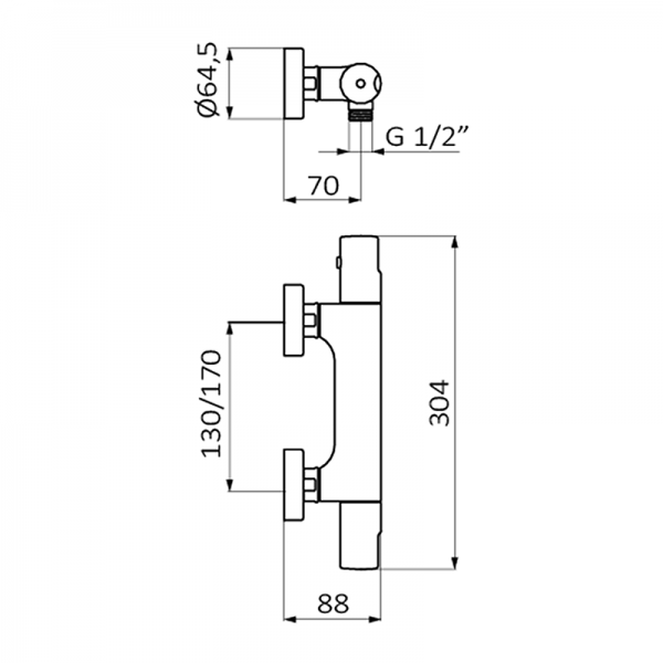 40452400 BASIC Термостатический с фиксированной внешней колонкой Хром GRB MIXERS TENDER - Вид №1