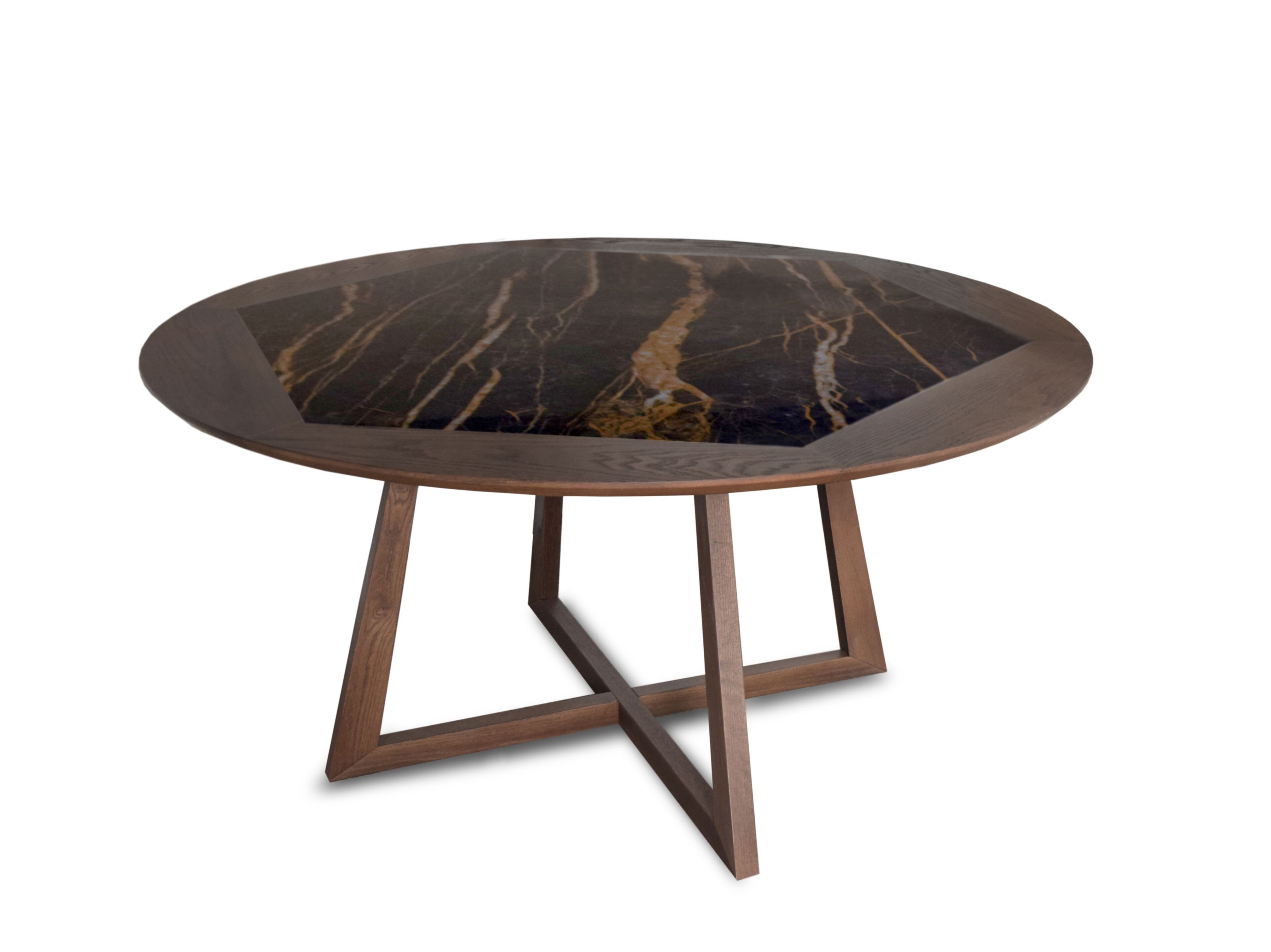 Круглый деревянный обеденный стол с мраморной столешницей ABLE CHARISSA R ARCH-00066026