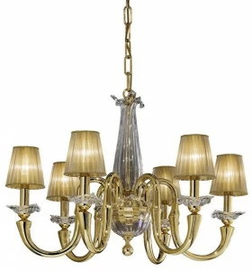 Possoni Illuminazione Люстра из чистого золота с хрусталем и абажурами Valentina 269/6