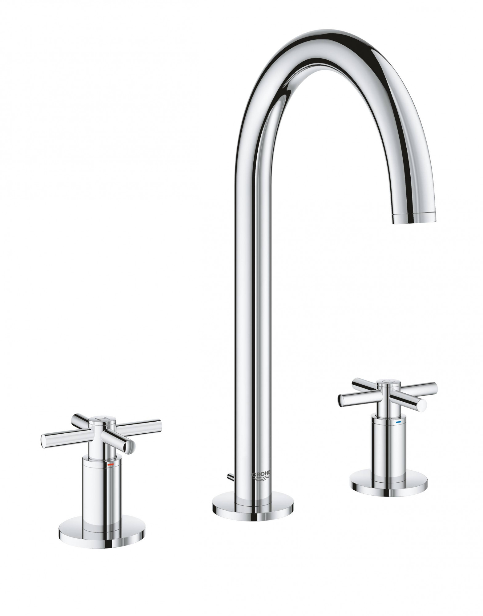 Смеситель GROHE Atrio New двухвентильный для раковины на 3 отверстия, монтаж на бортик, хром (20008003)