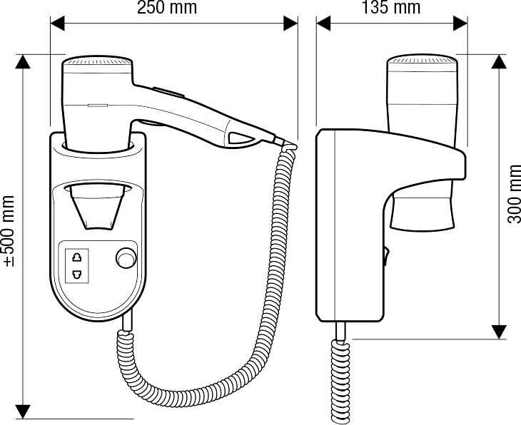 Valera Action Super Plus 1600 Shaver White Мод. 542.06 / 032.05 - 1600 Вт - фен с настенным держателем и розеткой для бритвы 55420917 