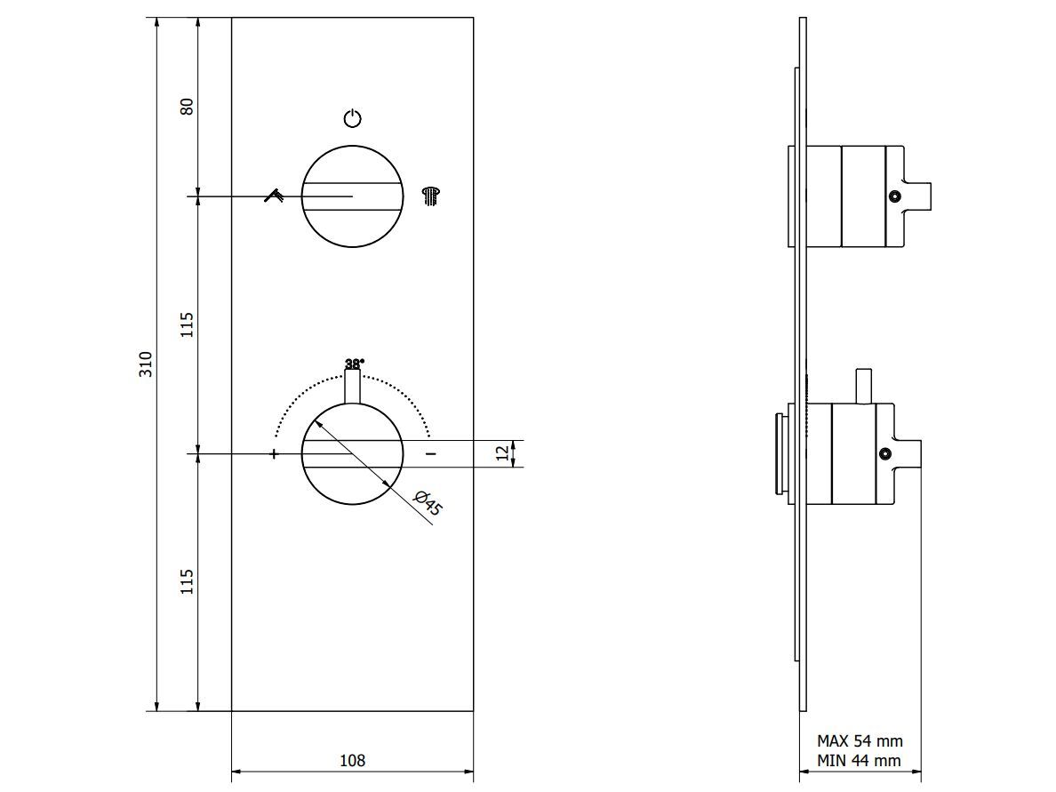 Термостатический смеситель для душа с переключателем IB Aqua ARCH-00032717 - Вид №8