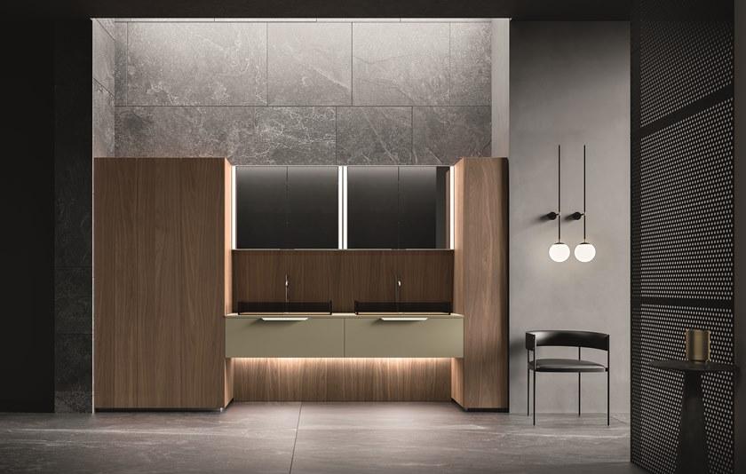 Cerasa Двойная тумба под умывальник из фанерованной древесины со шкафом Nerolab sun-id-1377343 - Вид №4