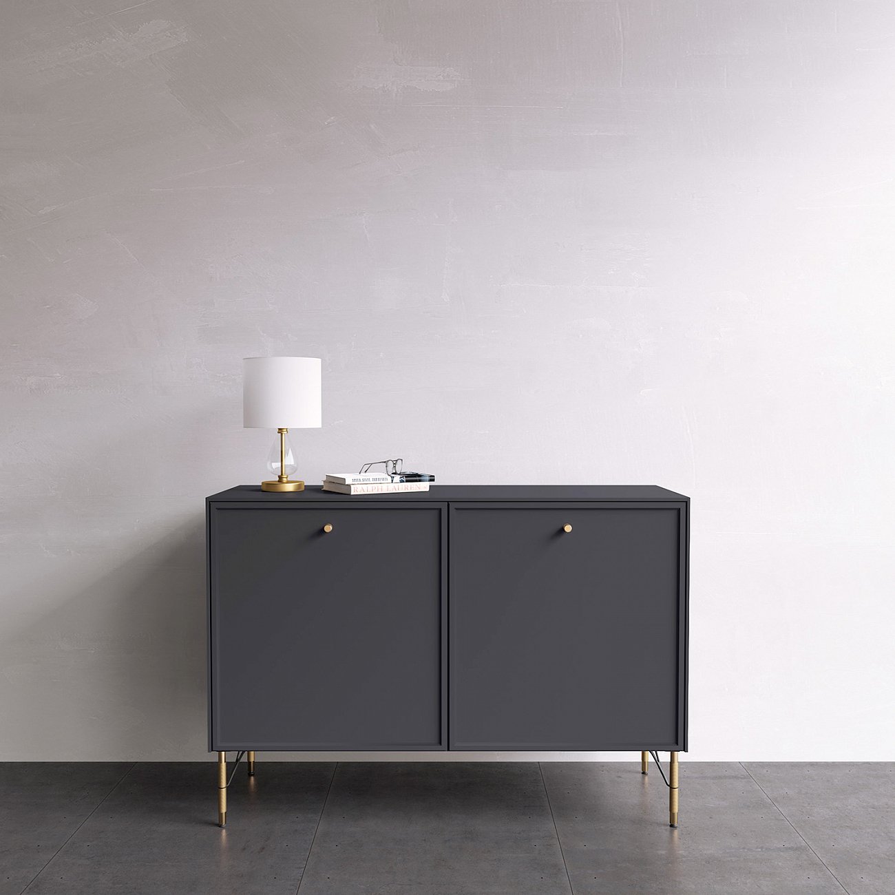 Комод длинный с металлическими ножками темно-серый Moon BRAGIN DESIGN ДИЗАЙНЕРСКИЕ, MOON 00-3862423 Серый  - Вид №1