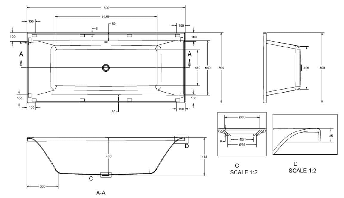 Прямоугольная ванна CROSSWATER KAI X ARCH-00031495 - Вид №2
