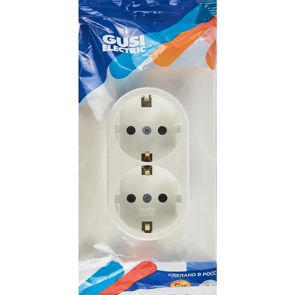 Розетка двойная встраиваемая Gusi Electric с заземлением со шторкой цвет жемчуг 89337222 STLM-2000924 Ugra - Вид №4