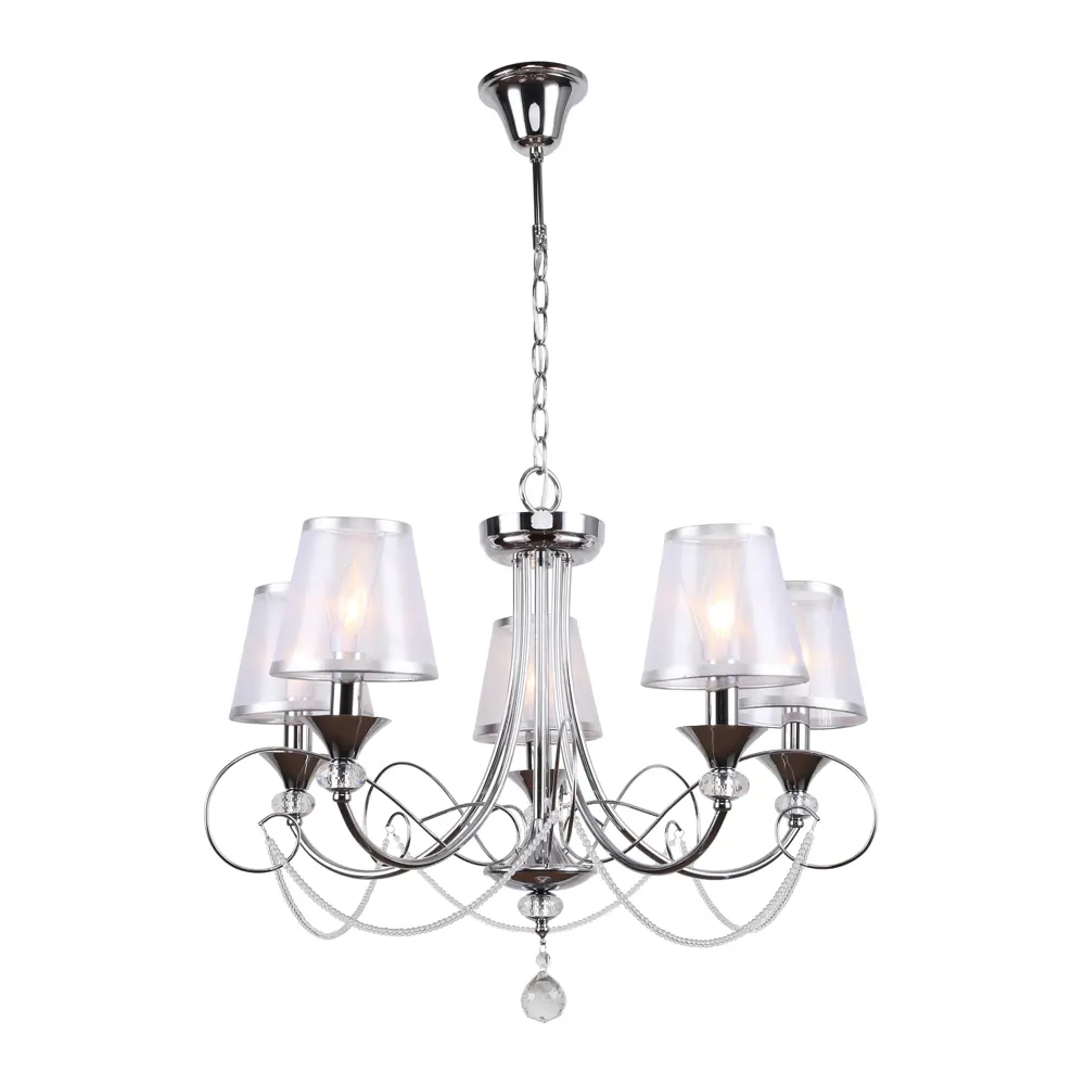 Люстра подвесная Principessa  D2038-205, 5 ламп, 15 м², цвет хром/белый Rivoli STLM-2023585