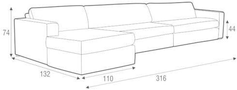 Sits 4-х местный модульный тканевый диван с шезлонгом Linda sun-id-1401841 - Вид №3